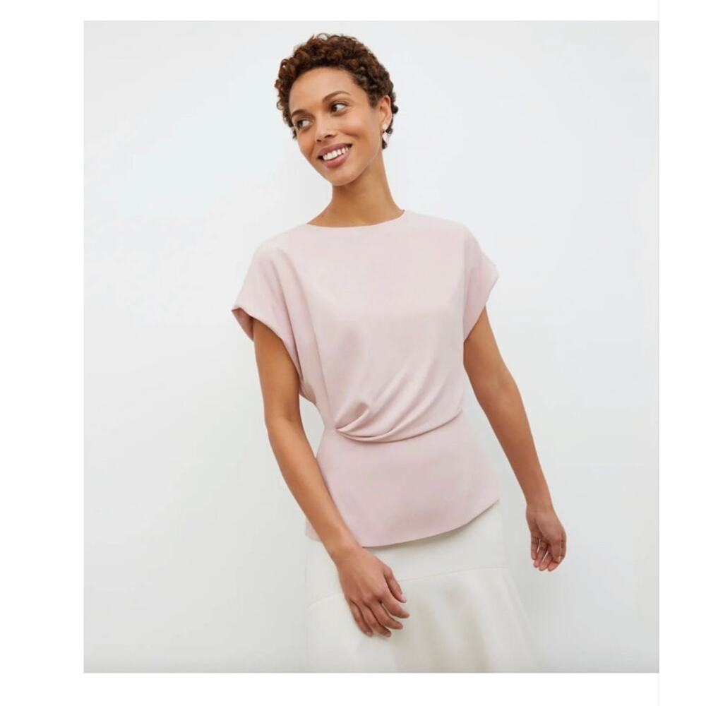 $145 NWT MM Lafleur Nejvi 3.0 Top Eco Soft Wave Blossom Light Pink Draped Sz S